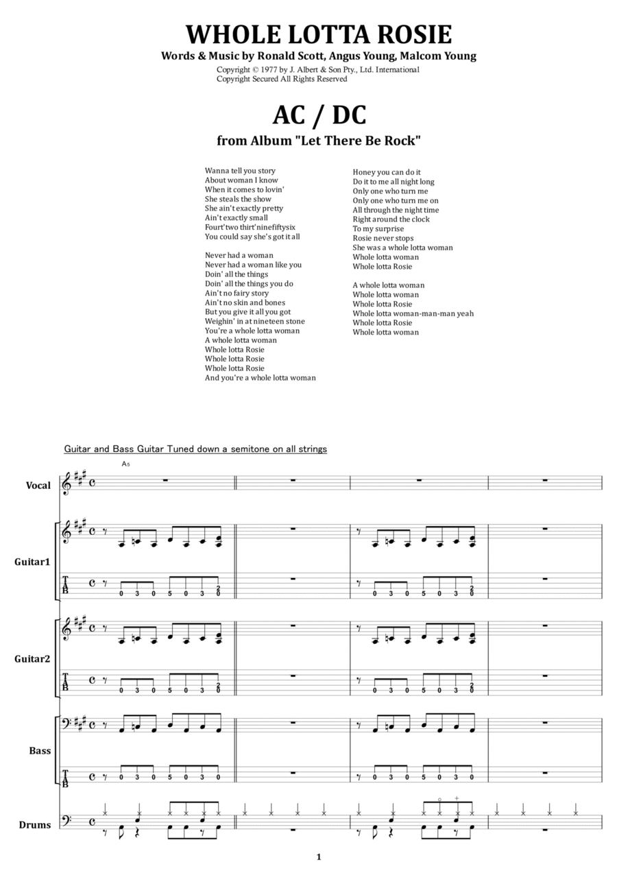Whole Lotta Rosie Whole Lotta Rosie Electric Guitar scores gallery preview page 1