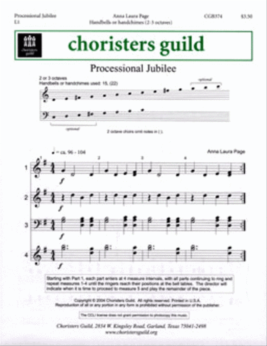 Processional Jubilee Handbell Choir scores gallery preview page 1