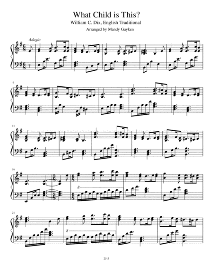What Child is This Piano Solo scores gallery preview page 1