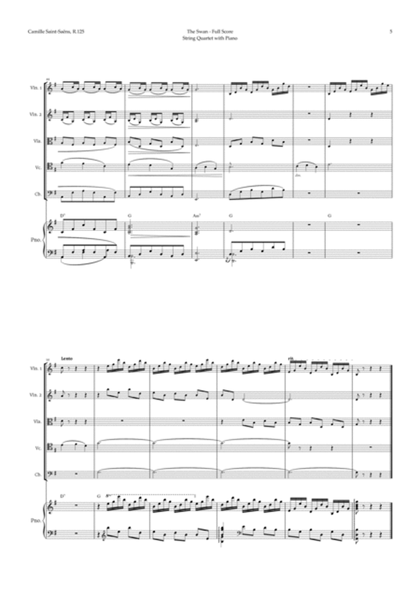 The Swan by Saint-Saëns for String Quintet and Piano with Chords image number null