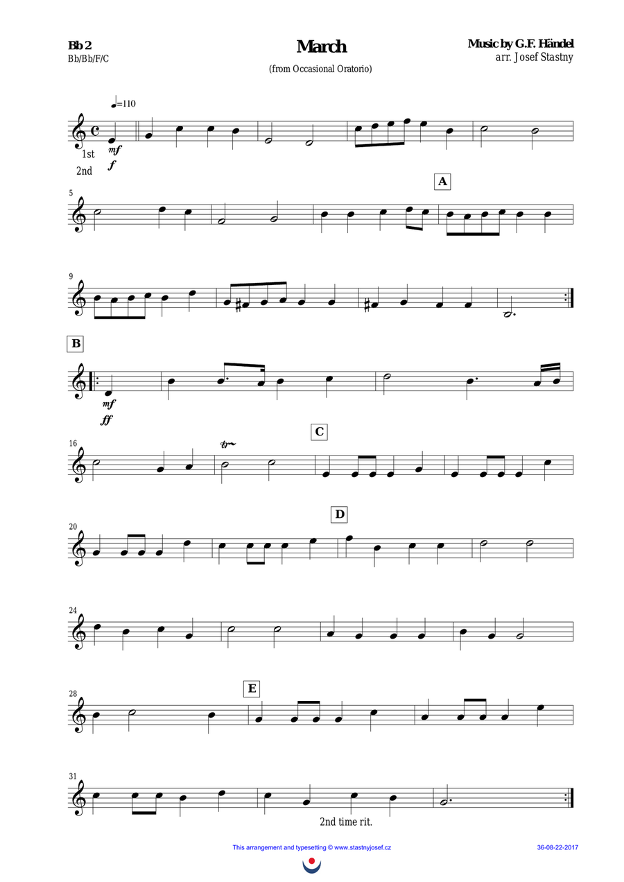 March (Occasional Oratorio) Brass Ensemble scores gallery preview page 3