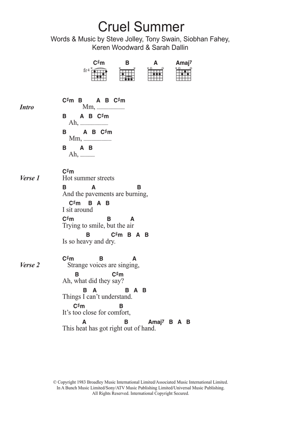 Cruel Summer Cruel Summer Acoustic Guitar scores gallery preview page 1