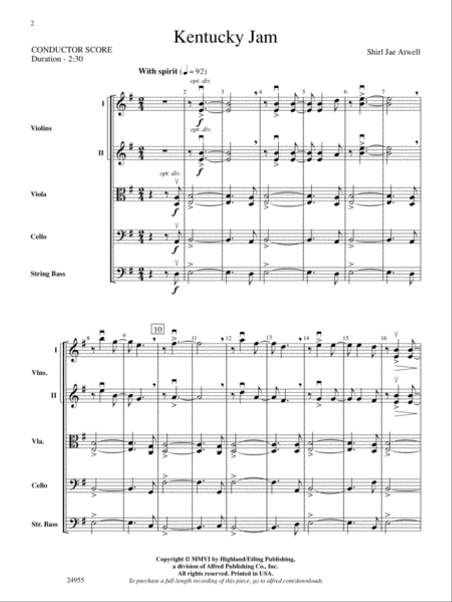 Kentucky Jam: Score String Orchestra scores gallery preview page 2