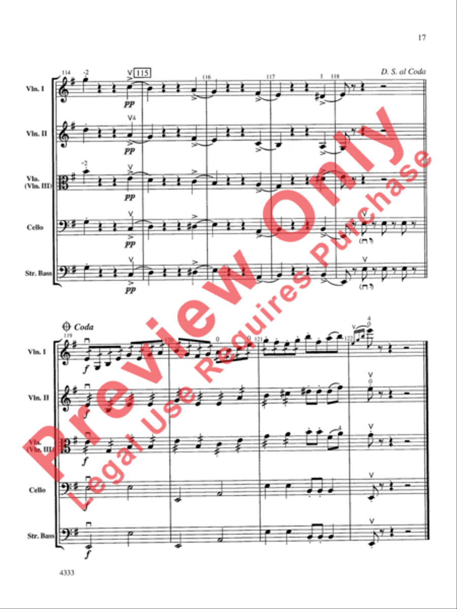 Overture from the Barber of Seville String Orchestra scores gallery preview page 18