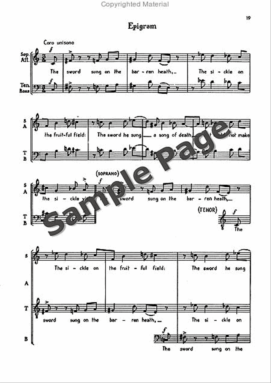 Poems 5 & An Epigram Of Wm. Blake 4-Part scores gallery preview page 20