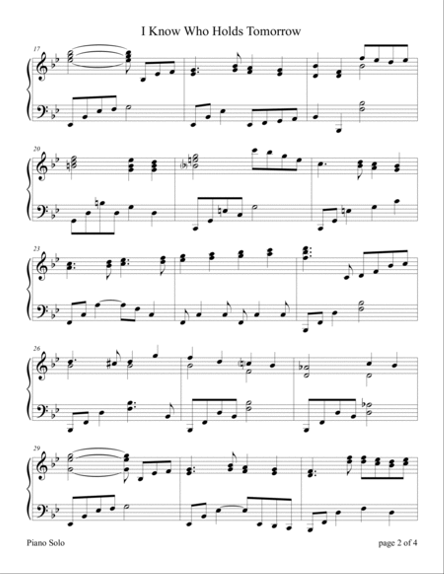 I Know Who Holds Tomorrow Piano Solo scores gallery preview page 3