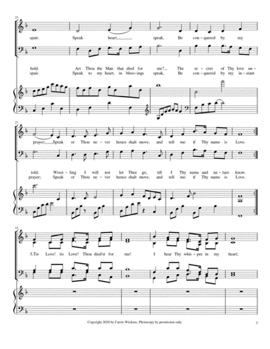 Come O Thou Traveler Unknown SATB, piano accompaniment image number null
