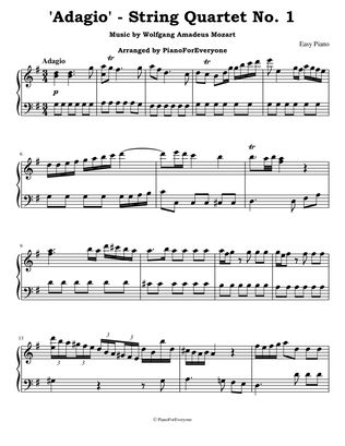 'Adagio' from String Quartet No. 1 - Mozart (Easy Piano)