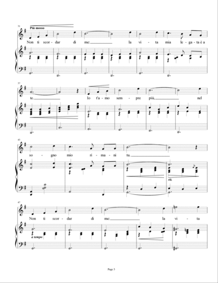 Non Ti Scordar Di Me Voice scores gallery preview page 3