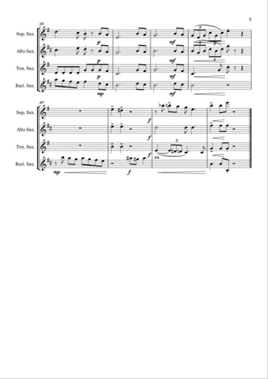 You're A Mean One, Mr. Grinch Saxophone Quartet scores gallery preview page 3