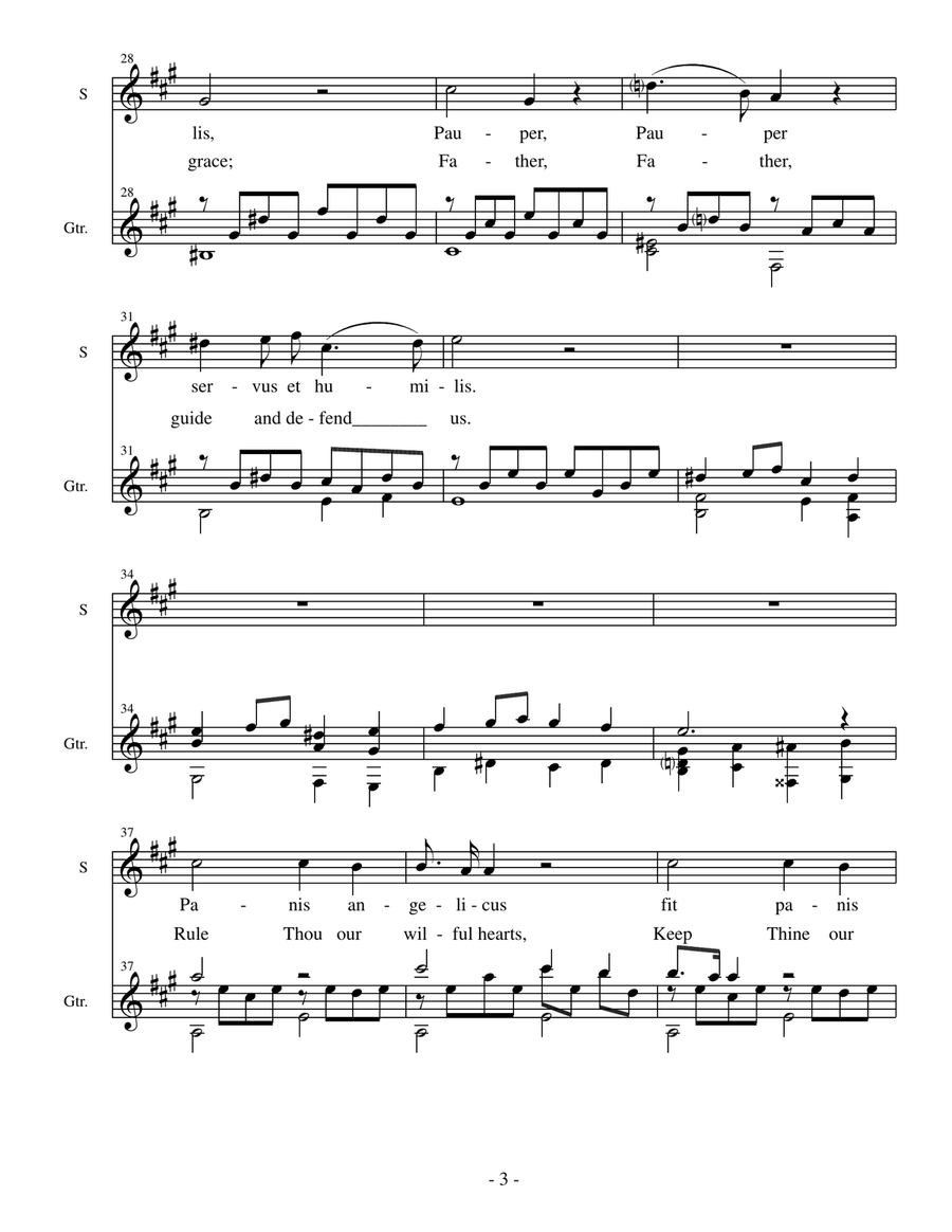 Panis Angelicus (for soprano voice and classical guitar) Acoustic Guitar scores gallery preview page 4
