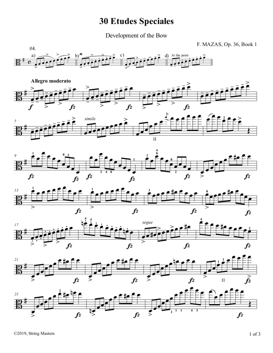 Mazas, Etudes for Viola Op 36, Book 1, No.04