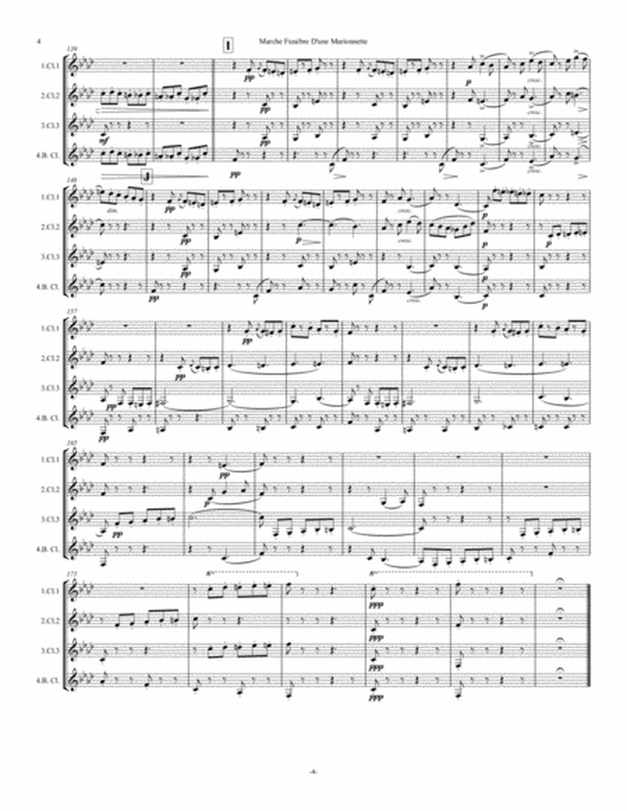 Gounod: Funeral March of a Marionette (Marche Funèbre d’une Marionette) - clarinet quartet image number null