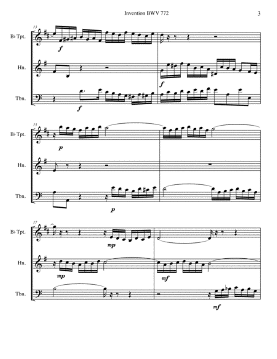 6 Bach Inventions for Brass Trio 6 Bach Inventions for Brass Trio Brass Trio scores gallery preview page 3
