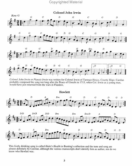 O'Carolan Tunes by Turlough O'carolan Violin - Sheet Music