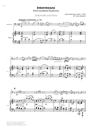 Intermezzo from Cavalleria Rusticana - Cello and Piano (Full Score)
