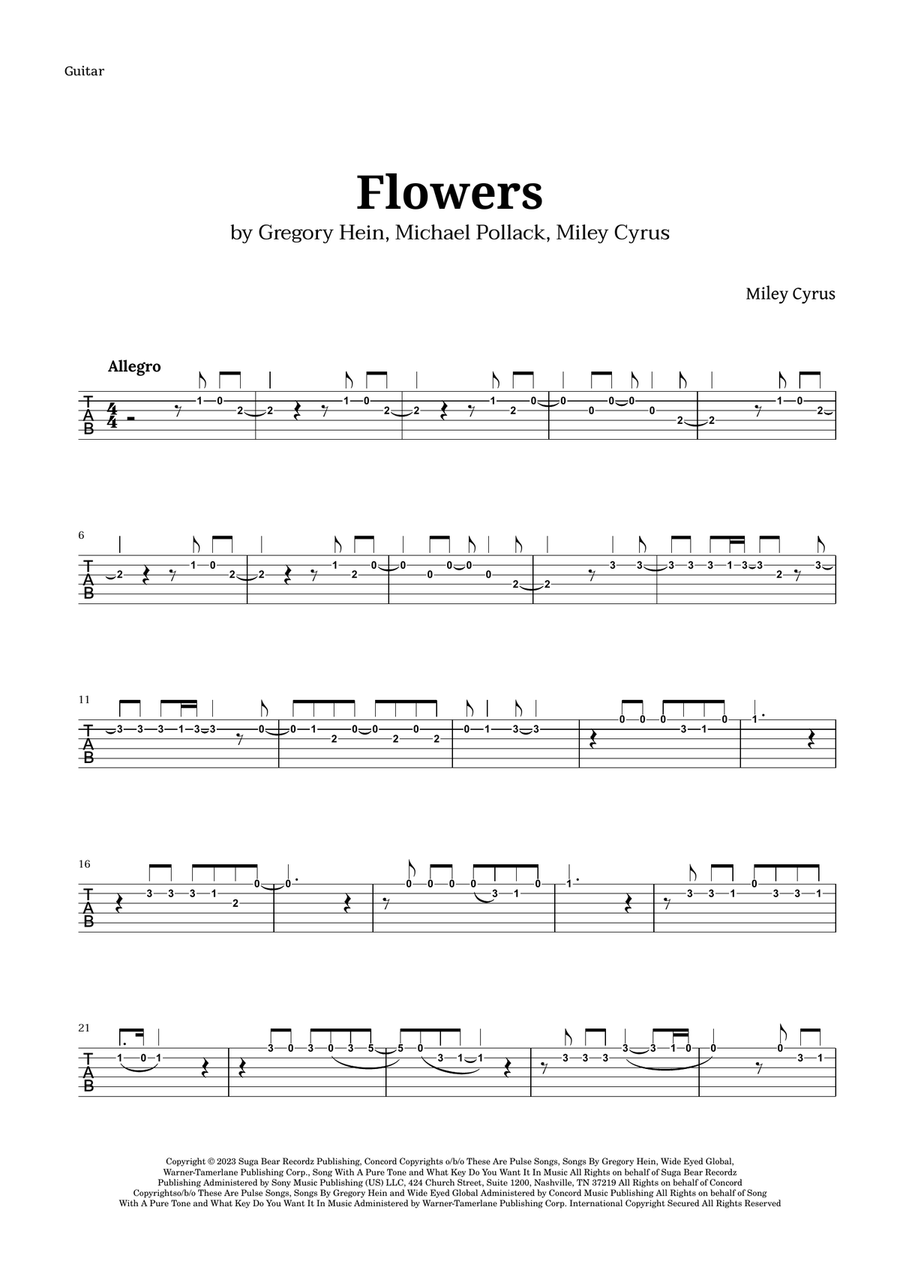 Flowers Acoustic Guitar scores gallery preview page 1
