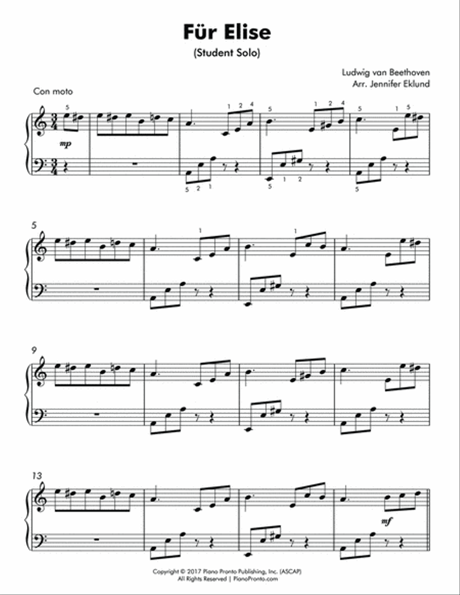 Fur Elise (Early Intermediate Piano with Duet) Piano Method scores gallery preview page 2