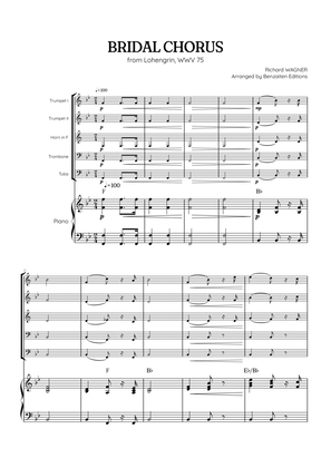 Wagner • Here Comes the Bride (Bridal Chorus) | brass quintet & piano accompaniment w/ chords