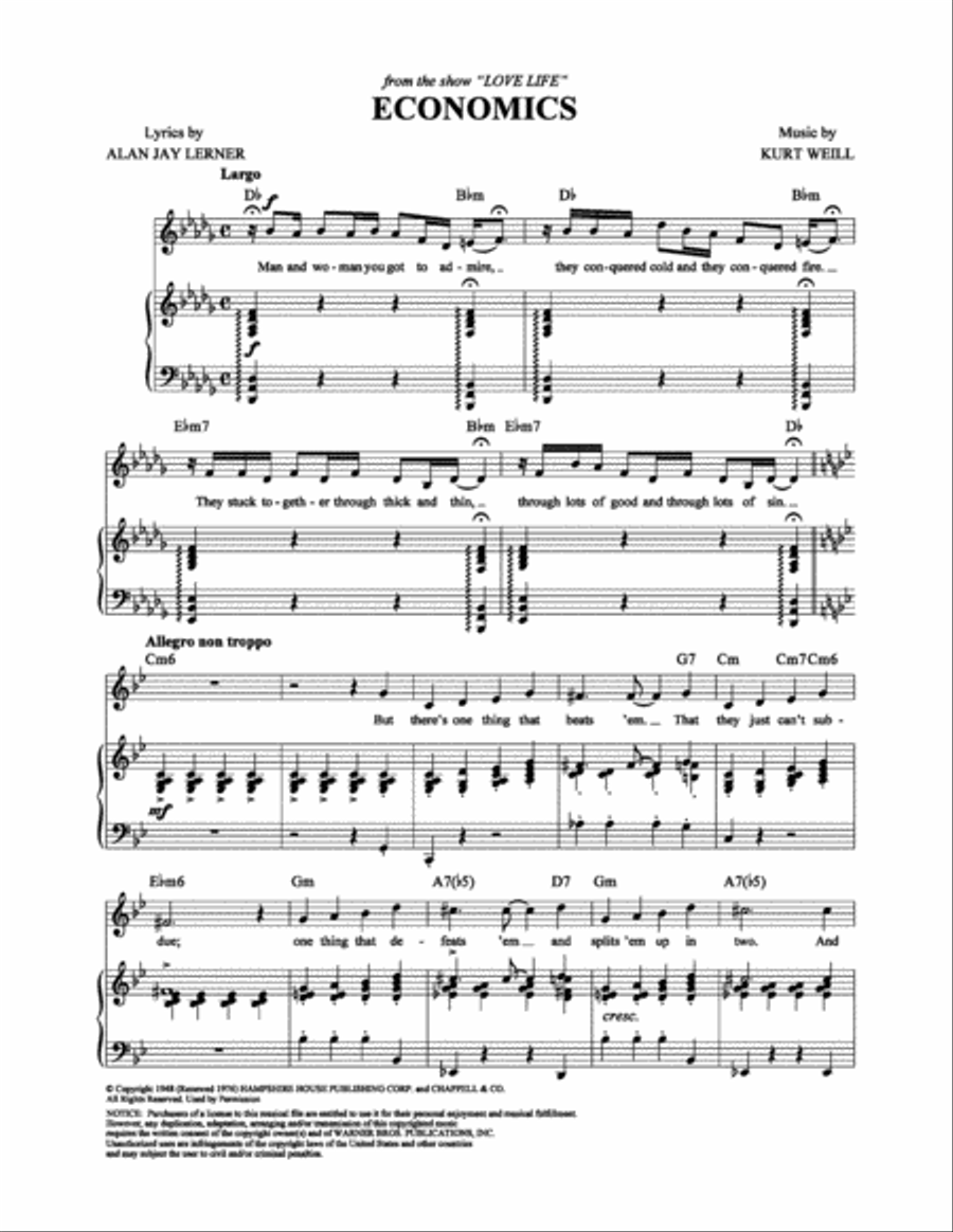 Economics Piano, Vocal, Guitar scores gallery preview page 1