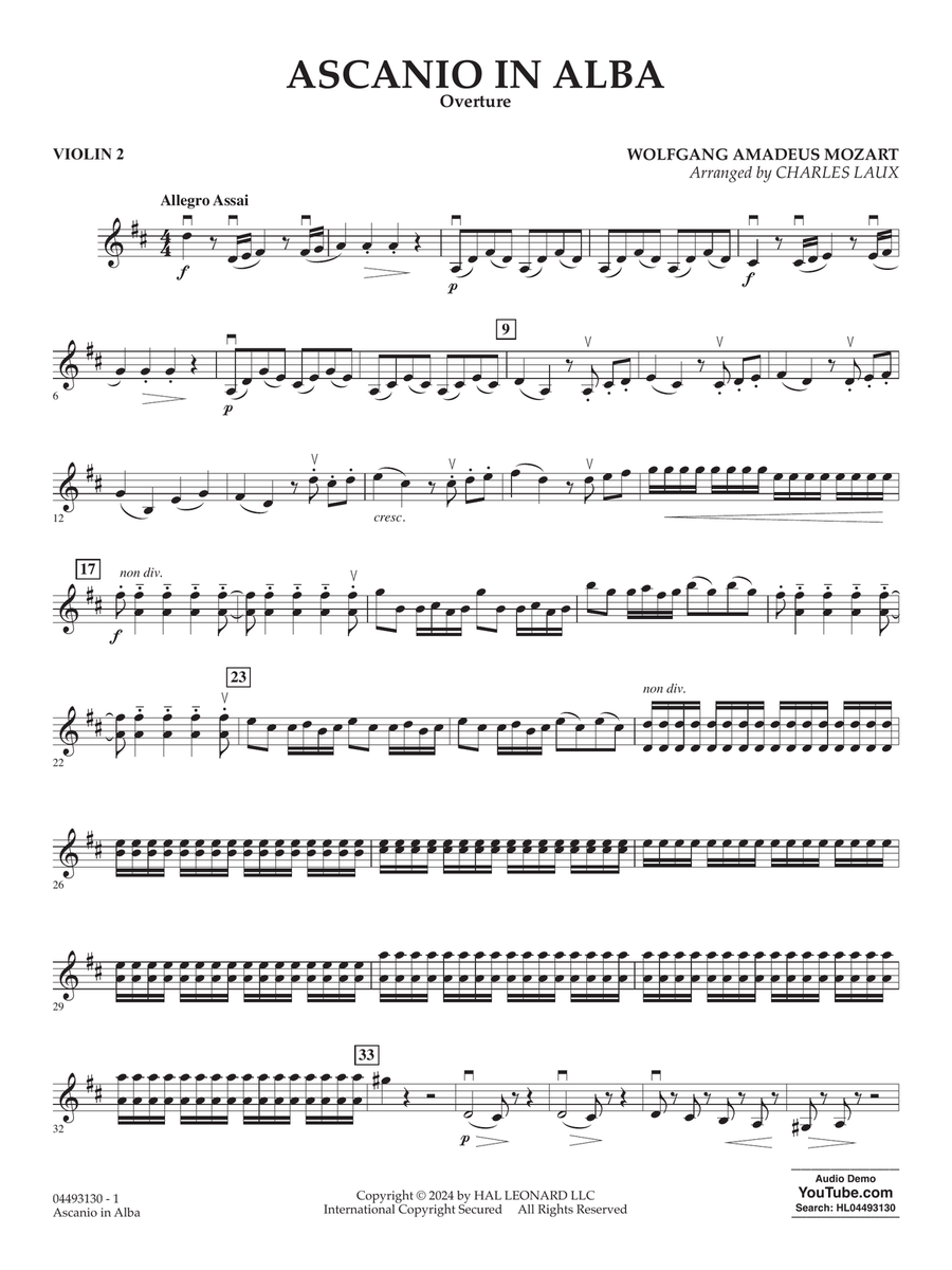 Ascanio In Alba Overture (arr. Charles Laux) - Violin 2