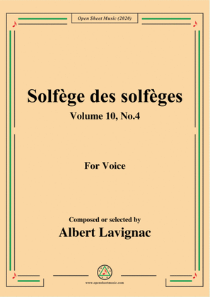 Book cover for Lavignac-Solfège des solfèges,Volume 10,No.4,for Voice