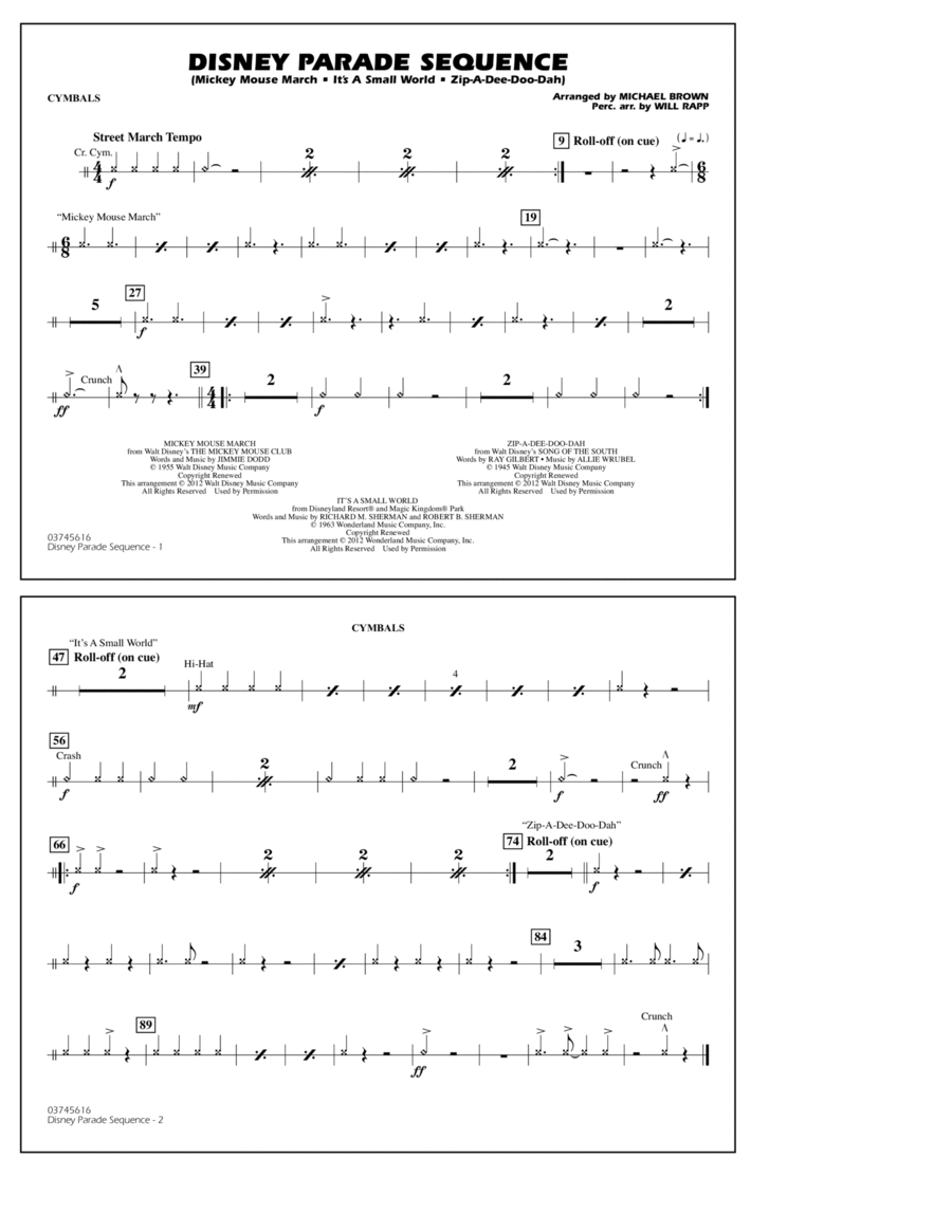 Disney Parade Sequence - Cymbals Marching Band scores gallery preview page 1