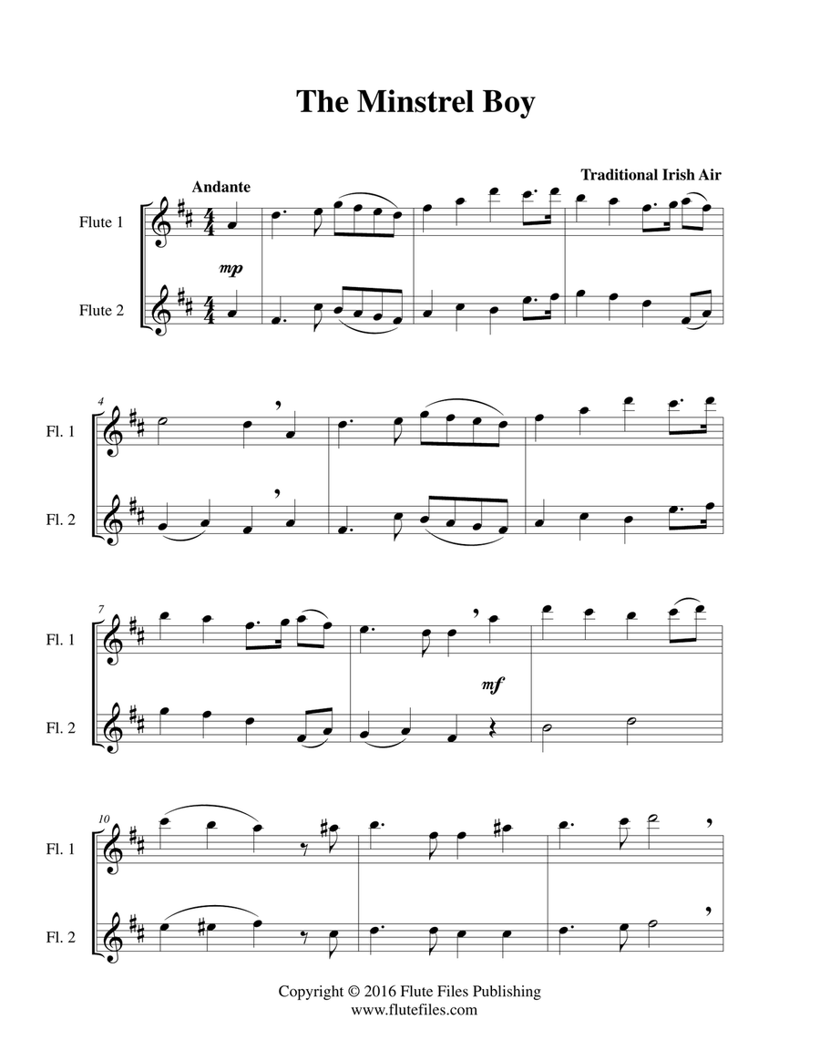 The Minstrel Boy - Flute Duet Flute Duet scores gallery preview page 3