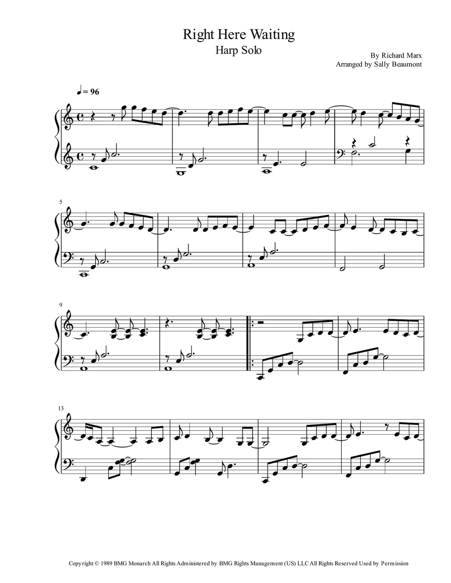 Right Here Waiting Harp scores gallery preview page 1