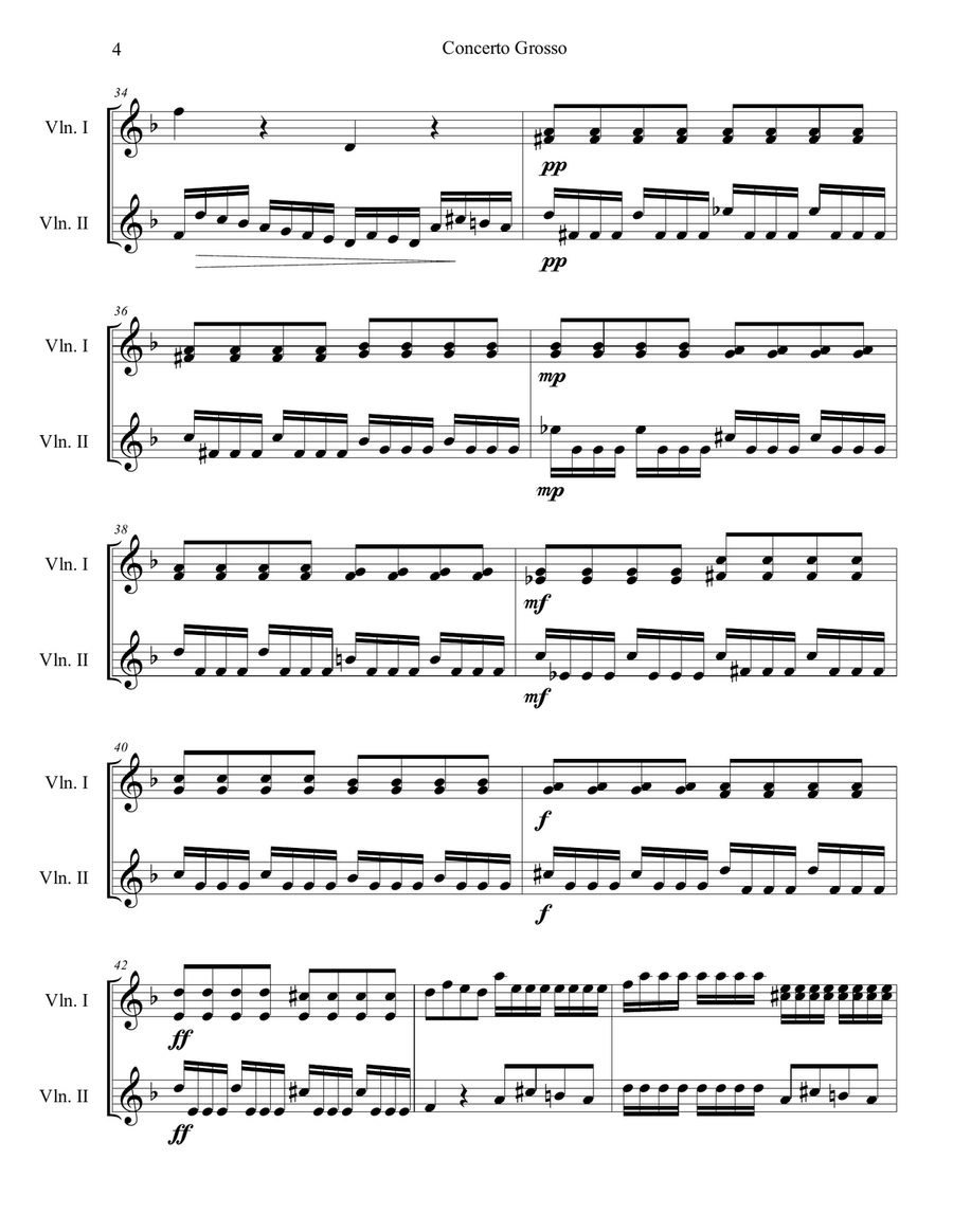 Antonio Vivaldi - Concerto Grosso in d minor RV 565 3rd mvt. arr. for violin duo (score and parts) Antonio Vivaldi - Concerto Grosso in d minor RV 565 3rd mvt. arr. for violin duo (score and parts) String Duet scores gallery preview page 4