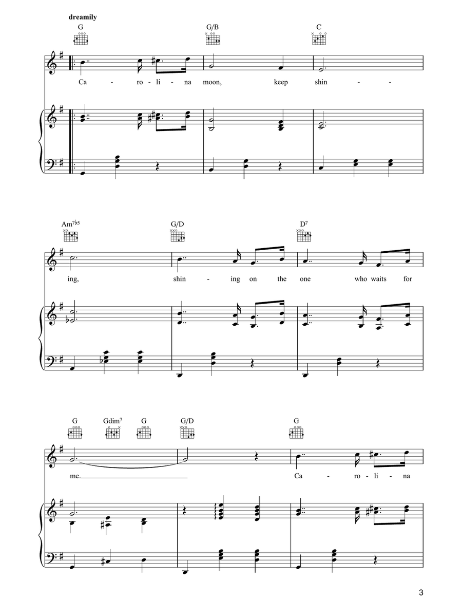 Carolina Moon Piano, Vocal, Guitar scores gallery preview page 3