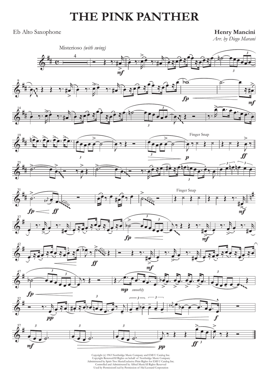 The Pink Panther from THE PINK PANTHER Alto Saxophone scores gallery preview page 1