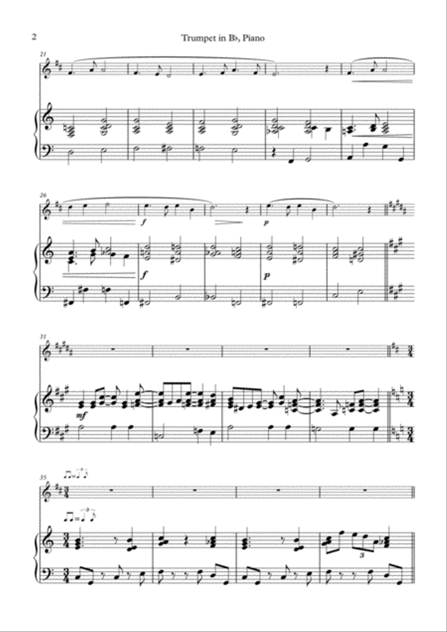 Largo from The New World Symphony arranged for trumpet and piano Trumpet Solo scores gallery preview page 3