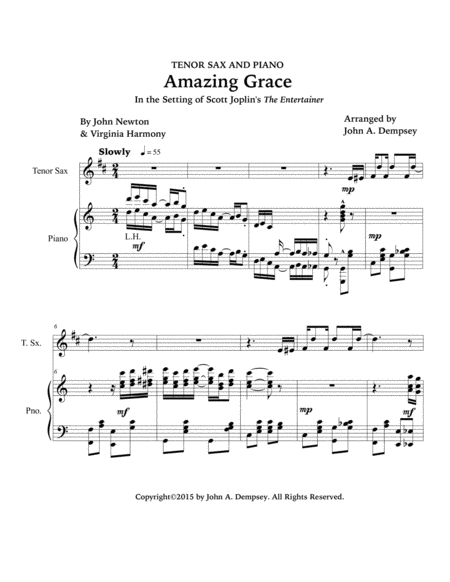 Amazing Grace / The Entertainer (Tenor Sax and Piano) image number null