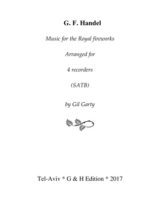 Book cover for Music for the Royal fireworks (arrangement for 4 recorders)