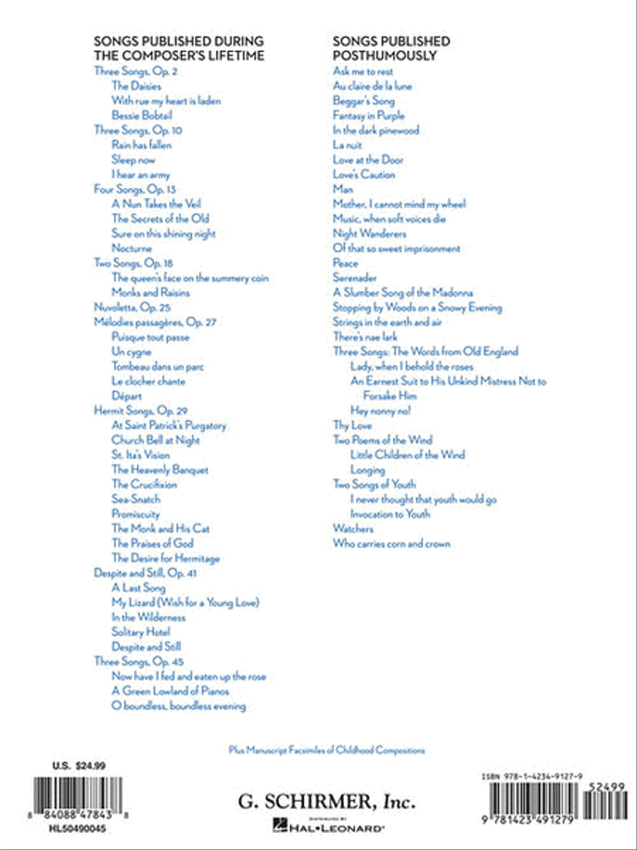 Samuel Barber: 65 Songs Samuel Barber: 65 Songs Medium Voice scores gallery preview page 2