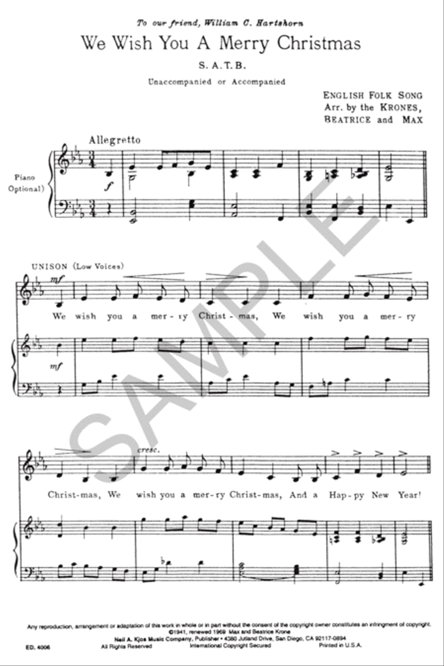 We Wish You a Merry Christmas 4-Part scores gallery preview page 2