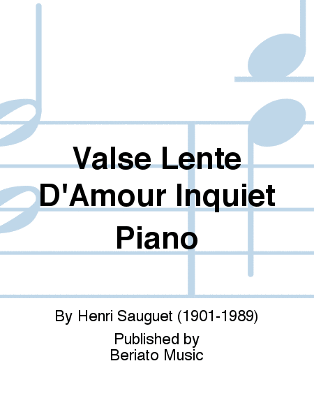 Valse Lente D'Amour Inquiet Piano