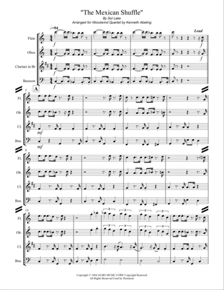 The Mexican Shuffle The Mexican Shuffle Woodwind Quartet scores gallery preview page 2