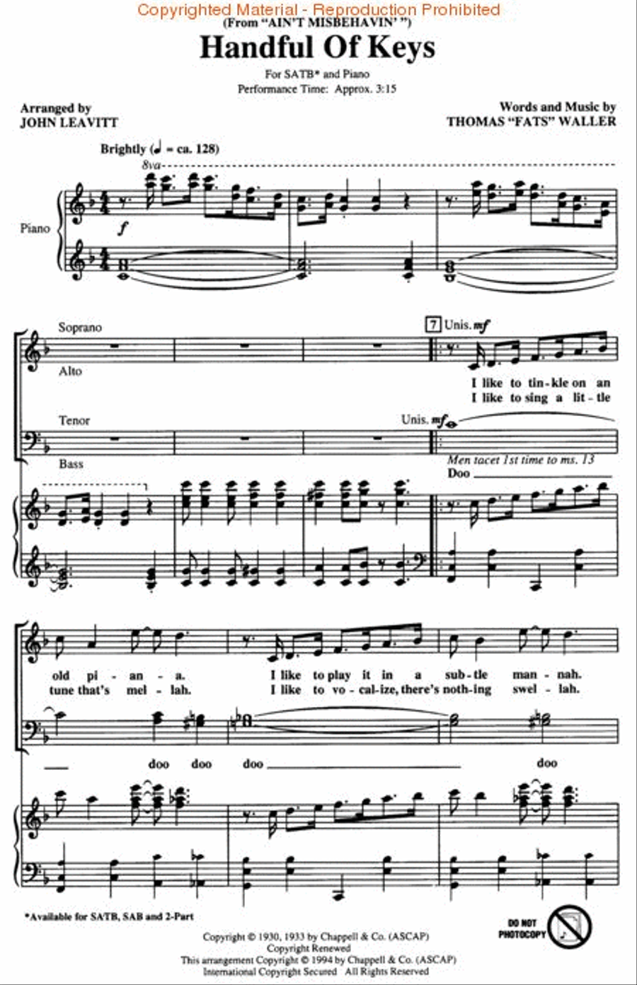 Handful of Keys 4-Part scores gallery preview page 2