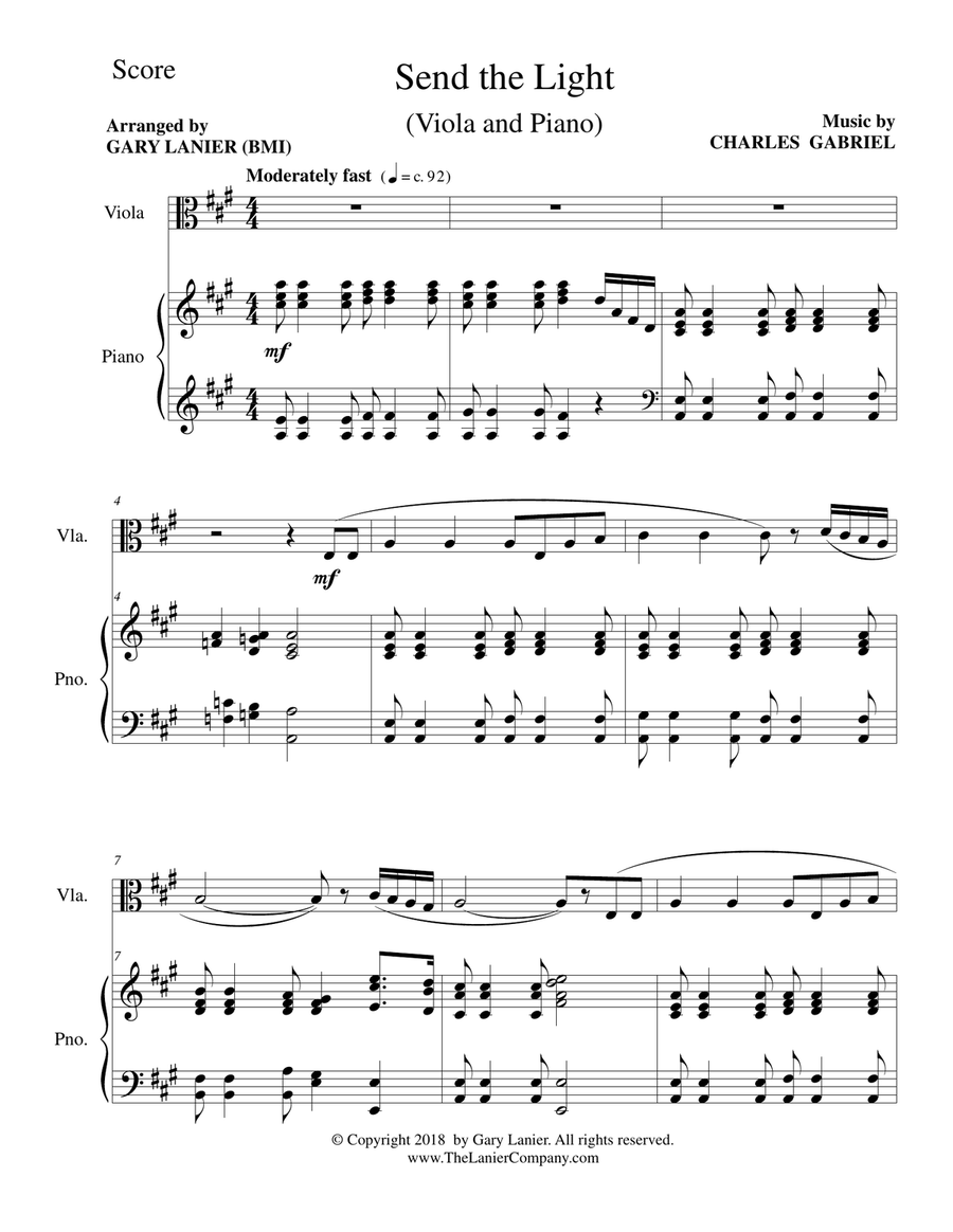 SEND THE LIGHT (Viola & Piano) Viola scores gallery preview page 2