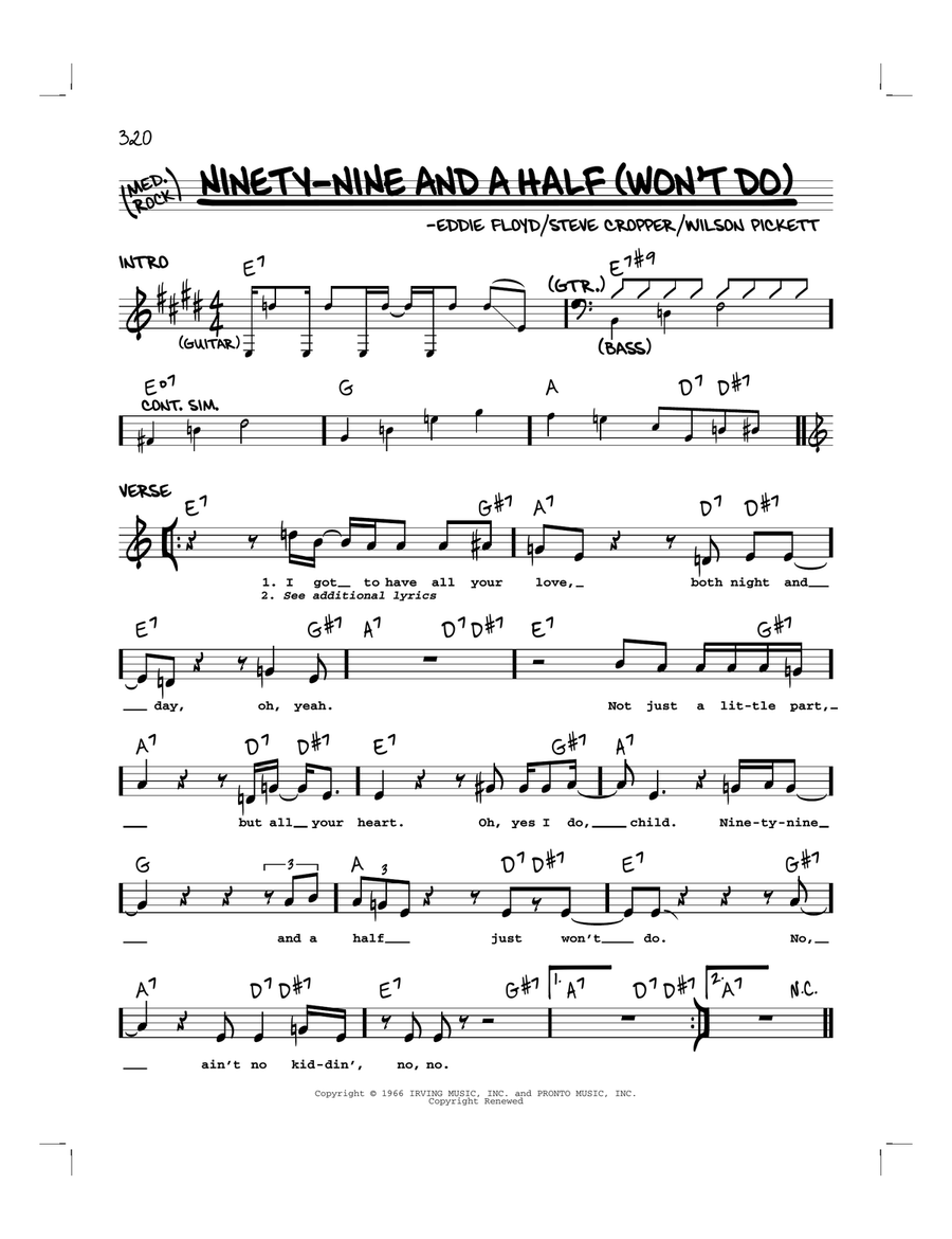 Ninety-Nine And A Half (Won't Do) Piano scores gallery preview page 1