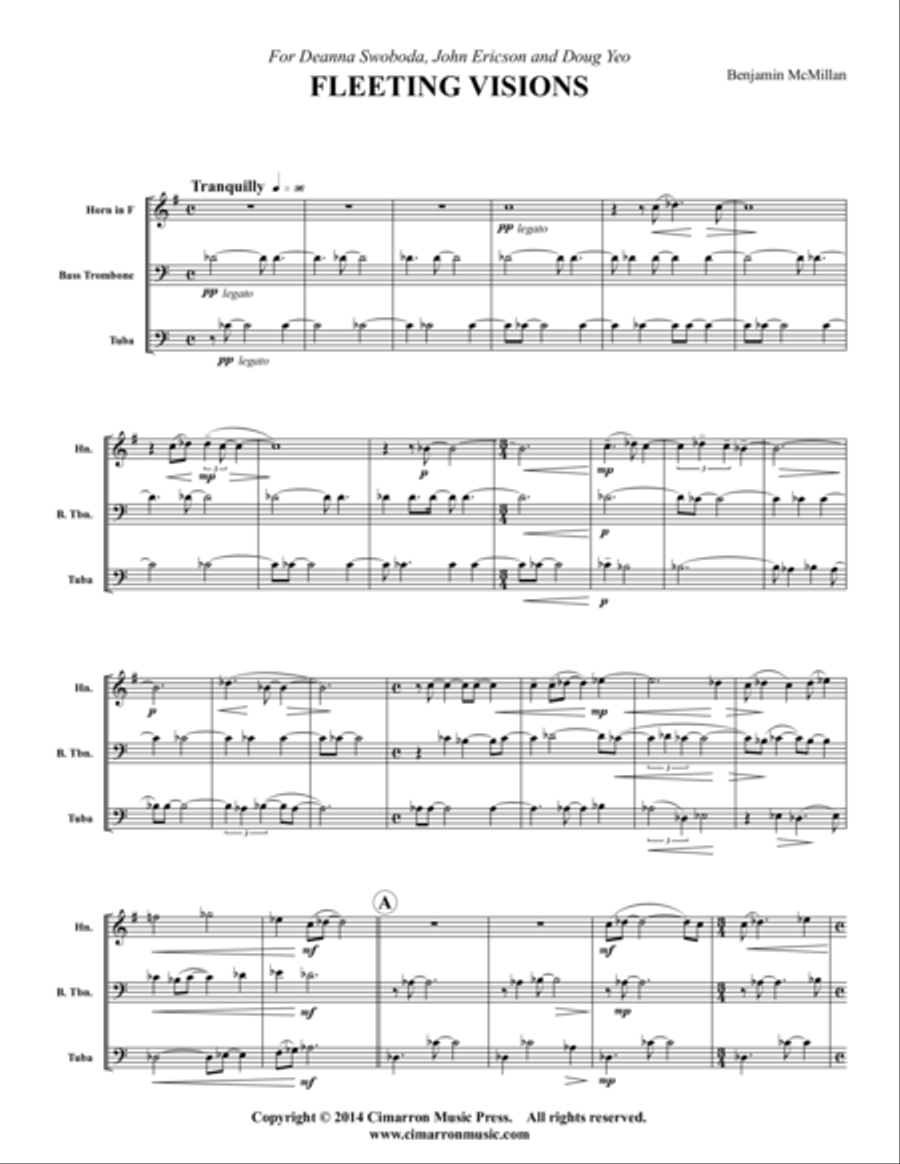 Fleeting Visions Brass Trio scores gallery preview page 1