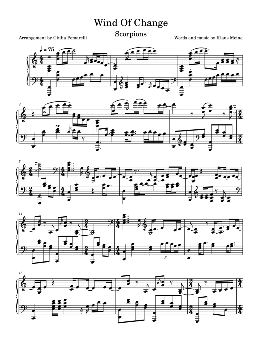 Wind Of Change Wind Of Change Piano Solo scores gallery preview page 1