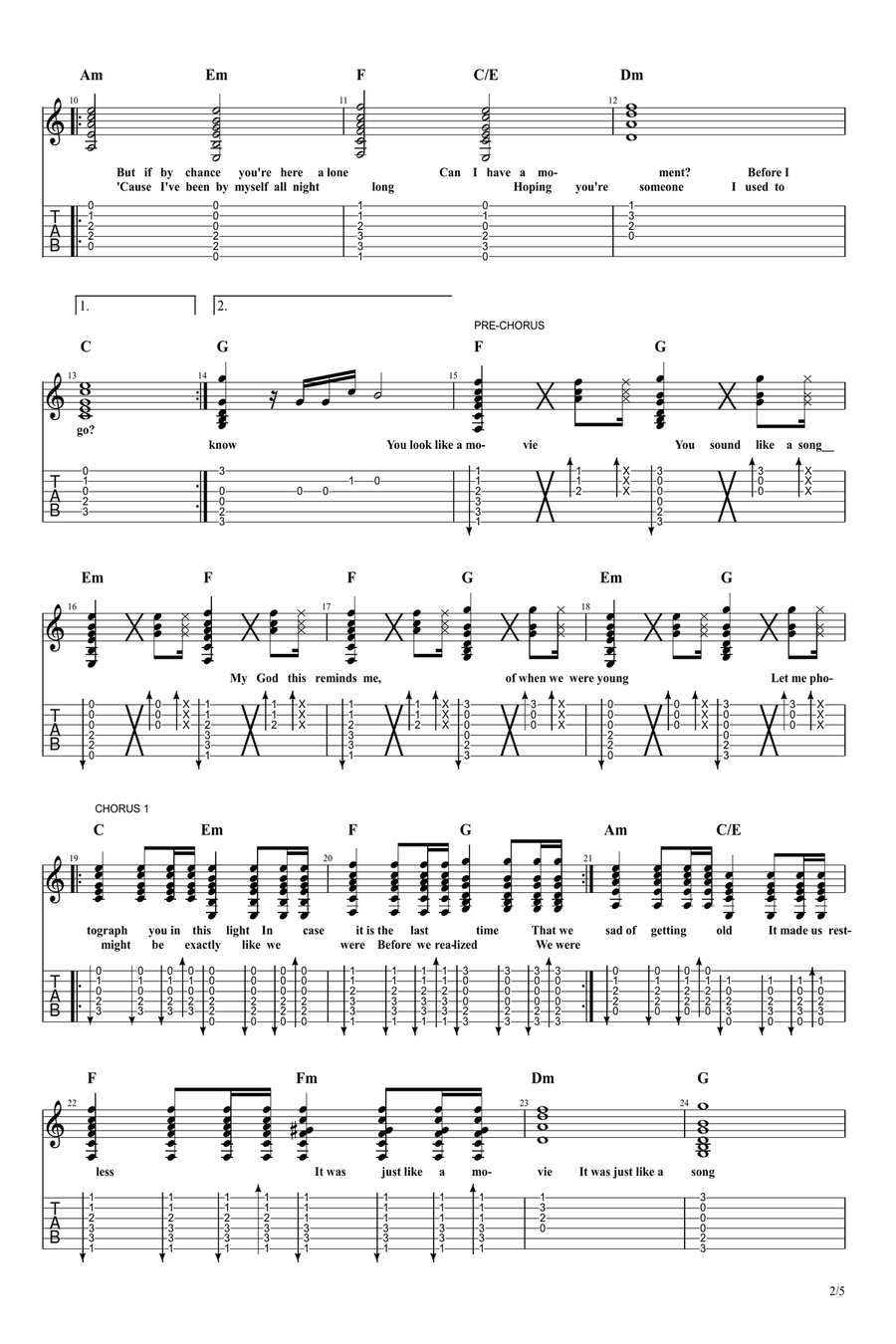 When We Were Young Acoustic Guitar scores gallery preview page 2