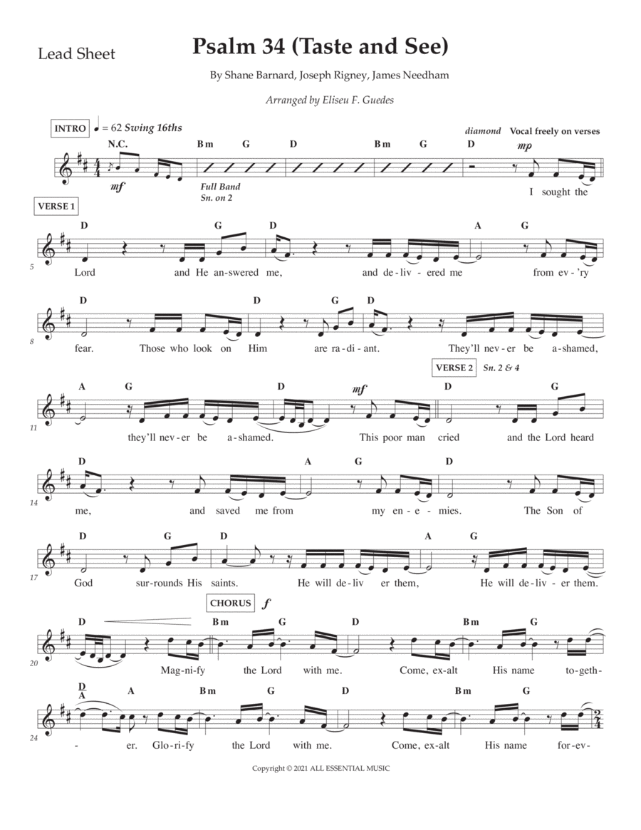 Psalm 34 (taste And See) Psalm 34 (taste And See) Piano scores gallery preview page 1