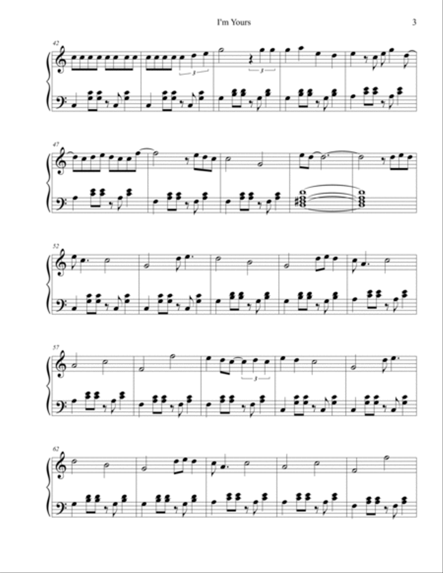 I'm Yours Piano Solo scores gallery preview page 3