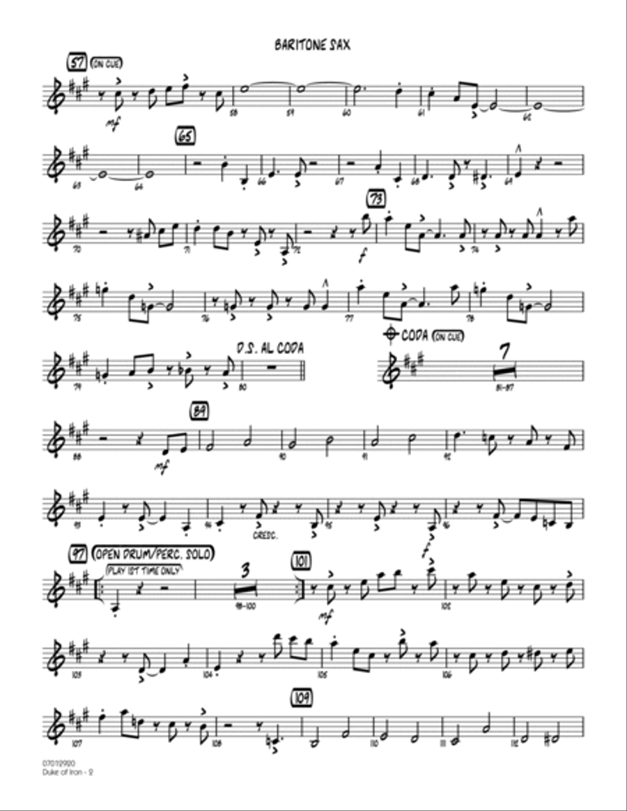 Duke Of Iron - Baritone Sax Baritone Saxophone scores gallery preview page 2