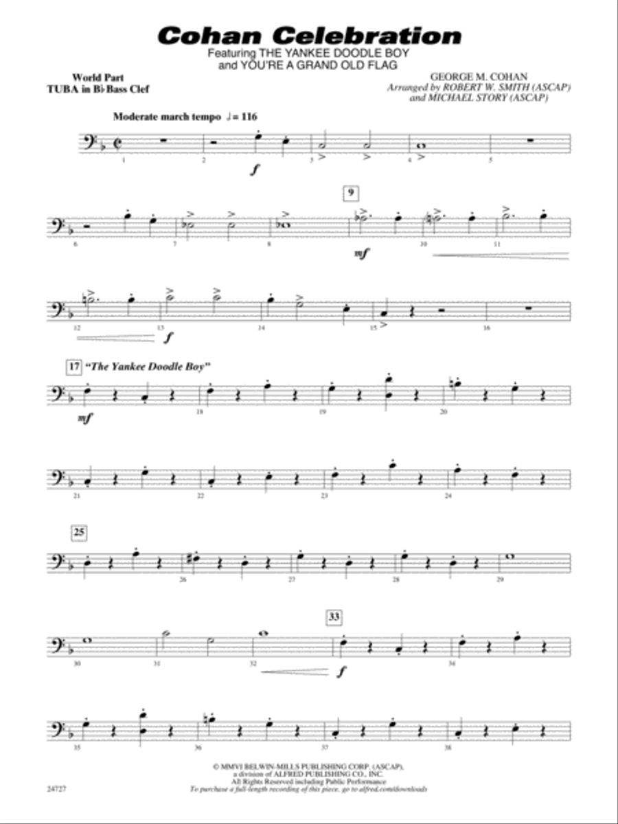 Cohan Celebration: (World Part) B-flat Tuba B.C. Concert Band scores gallery preview page 1
