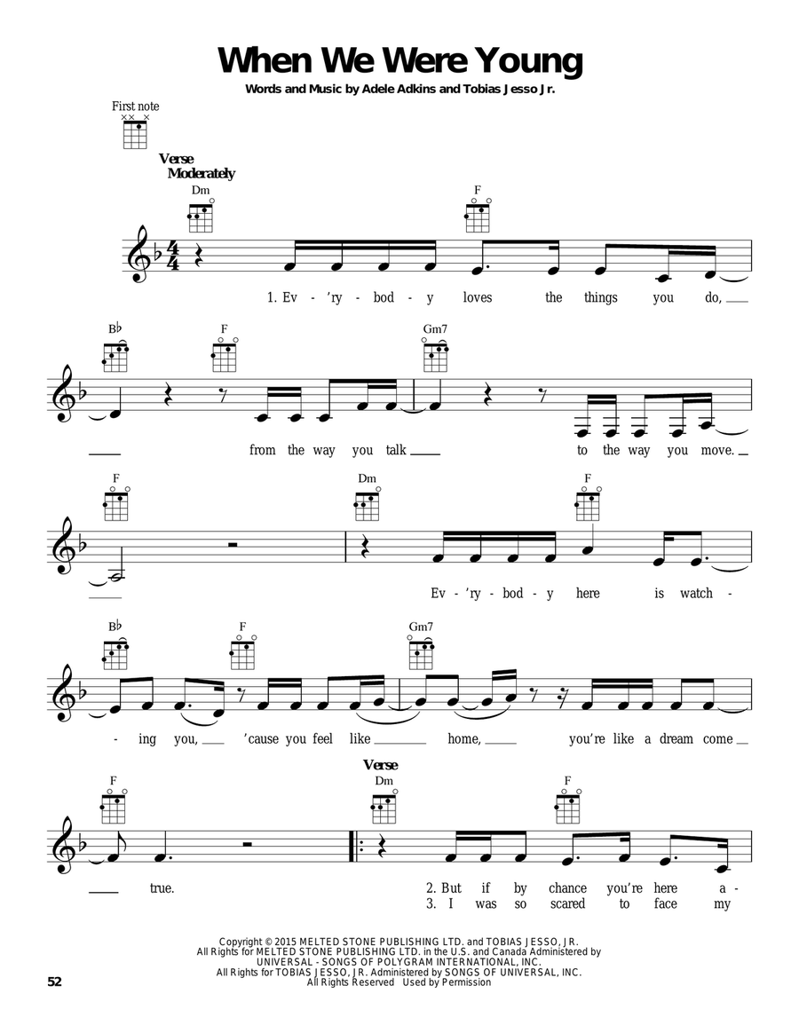 When We Were Young Ukulele scores gallery preview page 1
